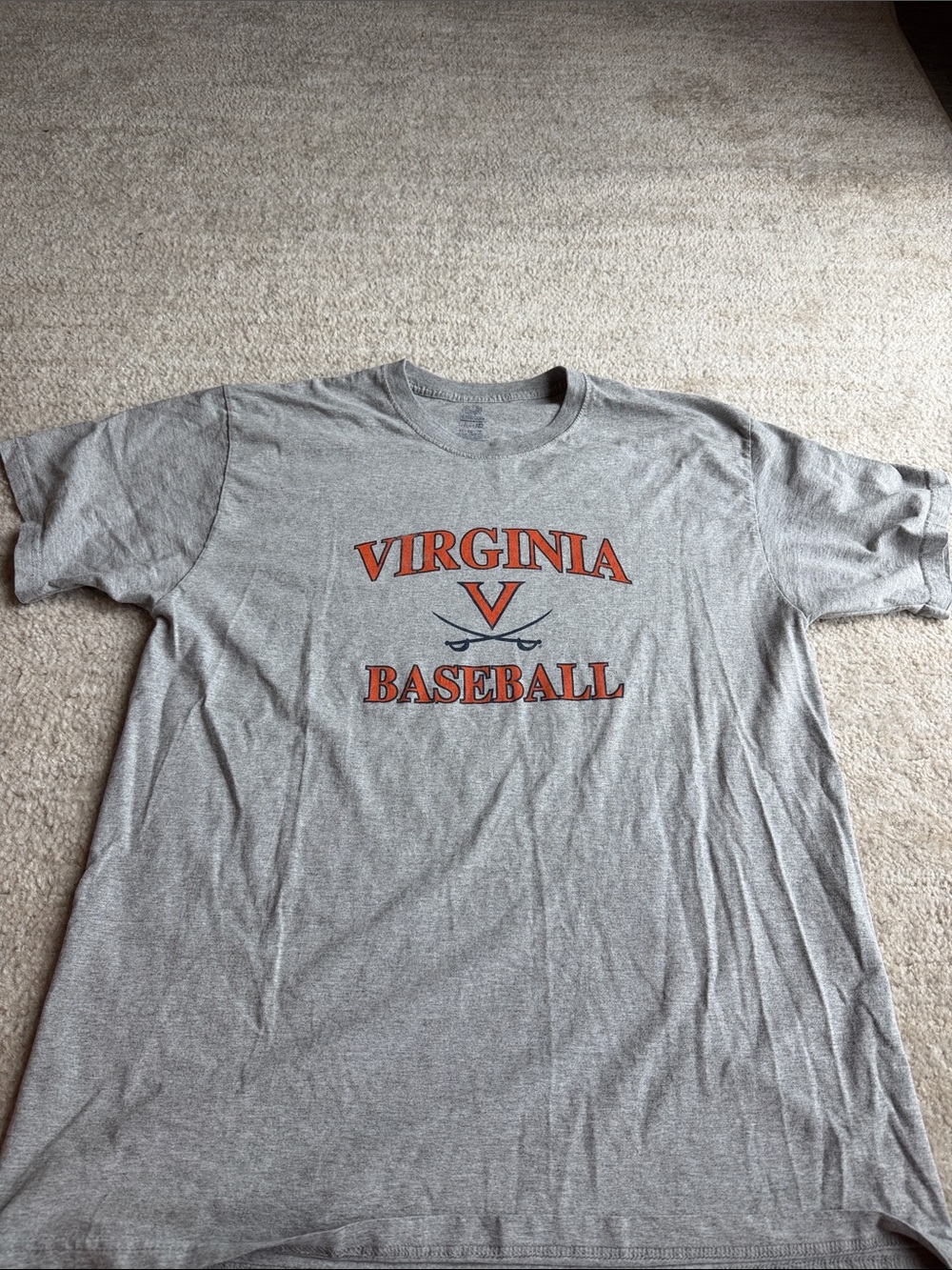 Fruit of the Loom Gray Virginia Baseball Tee with Orange & Navy Logo